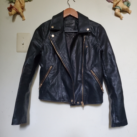 Blank NYC Jackets & Blazers - Blanknyc black and gold leather moto jacket